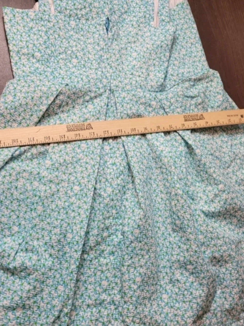 Girls' Handmade Light Green Floral Dress 14/16